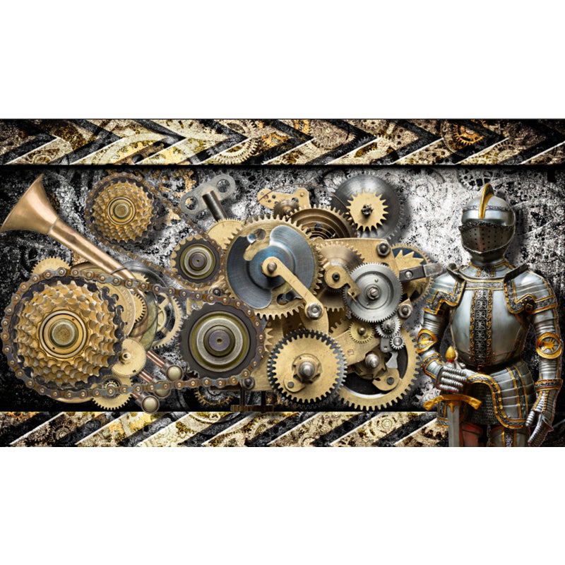 Industrial Metal Gearing Wall Mural Light Color Chain Transmission Wall Covering