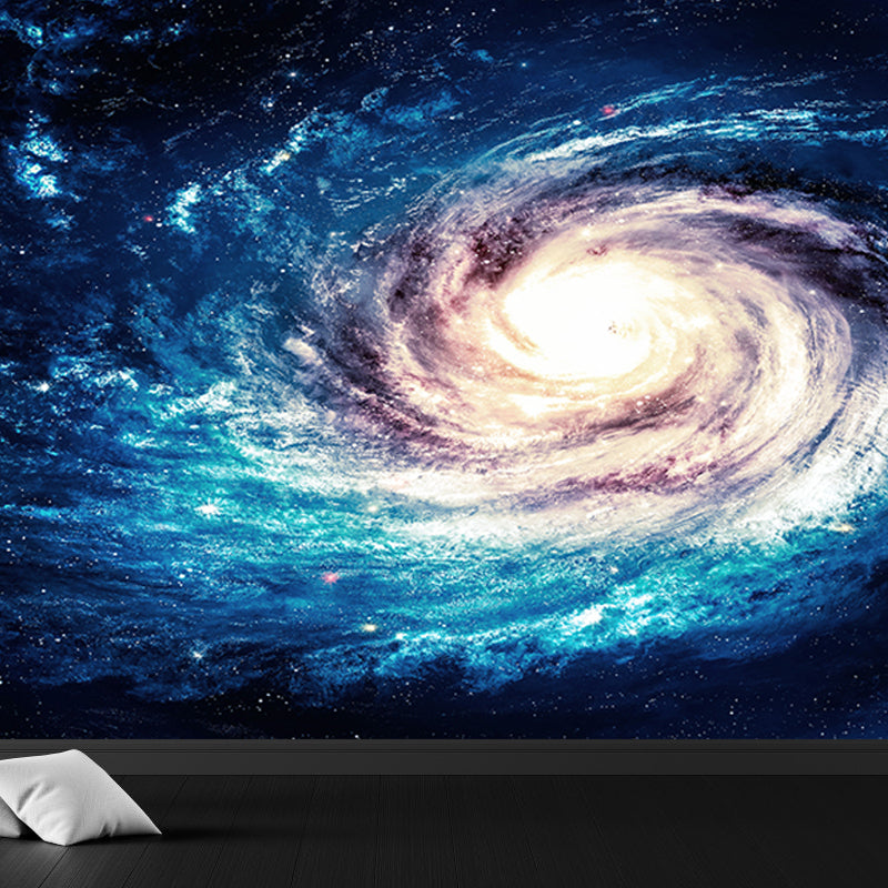 Contemporary Boys Mural Decal Miraculous Stars Spiral Scenery Blue Wall Covering