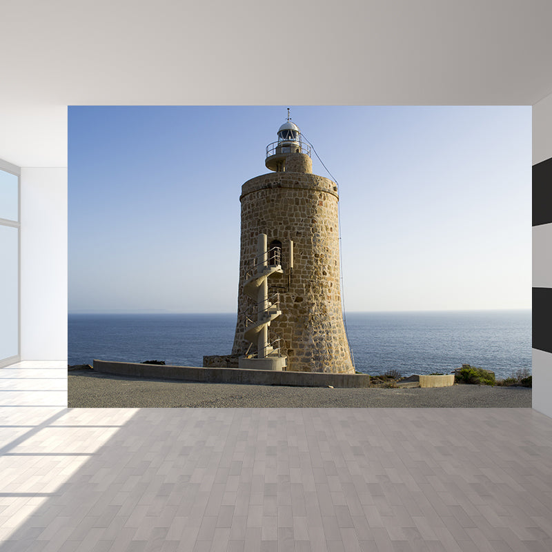 Fabulous Lighthouse Mural Wallpaper for Living Room, Blue, Custom Size Available