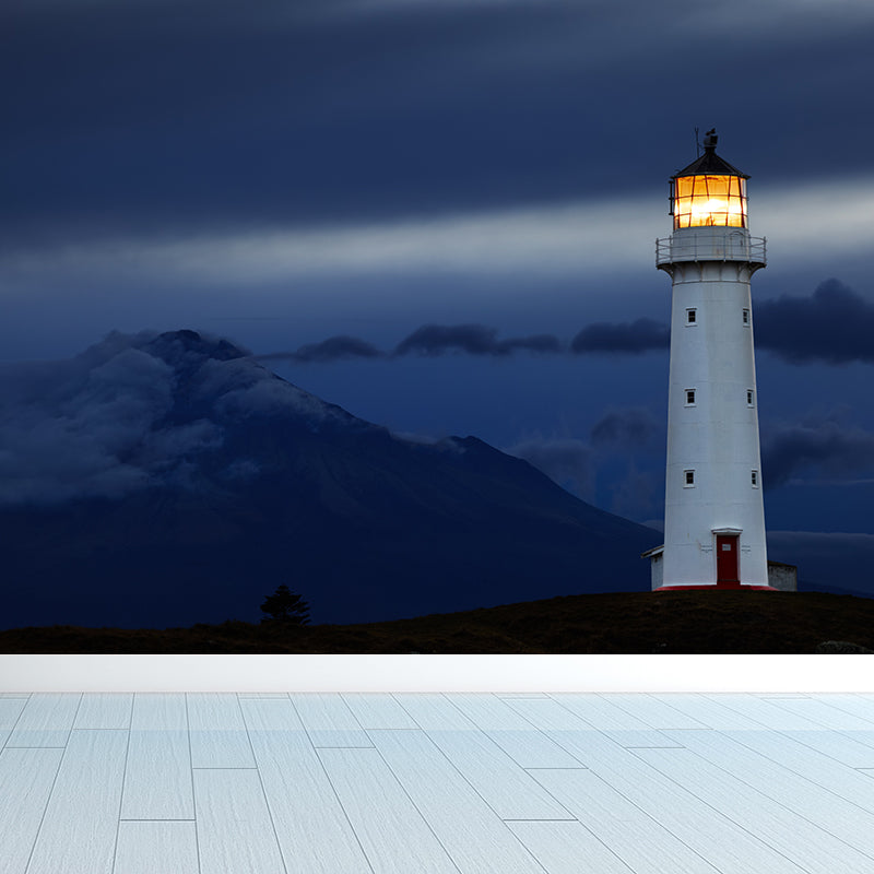 Fabulous Lighthouse Mural Wallpaper for Living Room, Blue, Custom Size Available