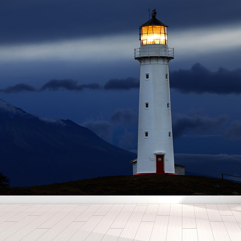 Fabulous Lighthouse Mural Wallpaper for Living Room, Blue, Custom Size Available