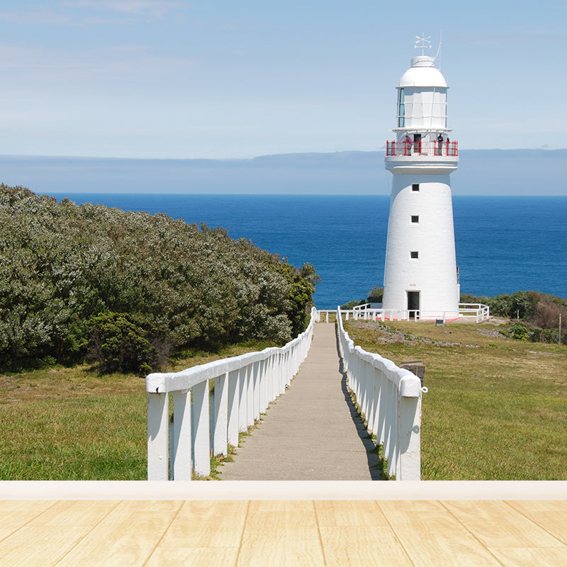 Photography Style Beacon Wall Mural for Living Room, Blue, Custom Size Available