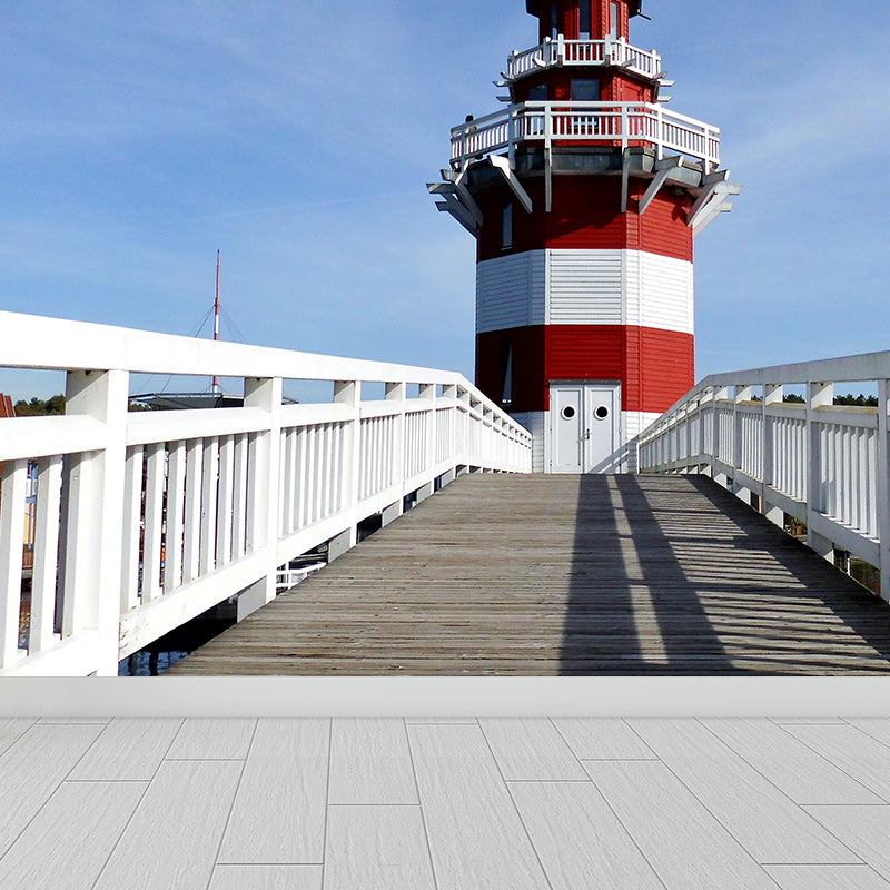 Photography Style Beacon Wall Mural for Living Room, Blue, Custom Size Available