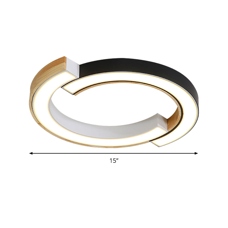 Bedroom 2-Arch Bridge Ceiling Lamp Acrylic Contemporary 15"/19" Width LED Black/White Ceiling Mount Light