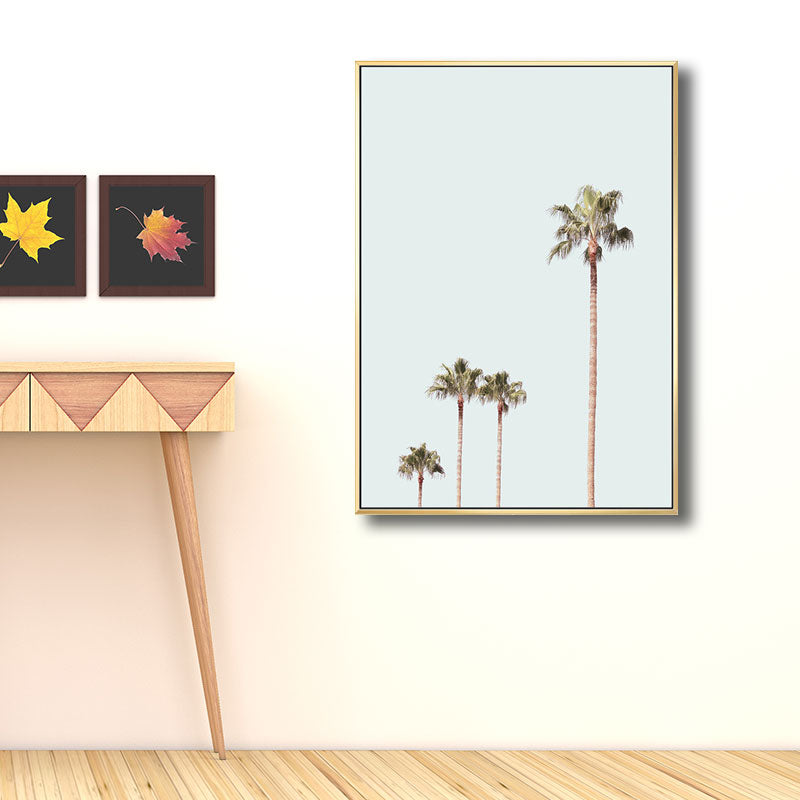 Coastal Coconut Tree Wall Decor Canvas Decorative Green Art Print for Great Room