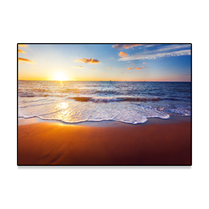 Photograph Coastal Canvas Wall Art Beach Scenery in Light Color for Sitting Room