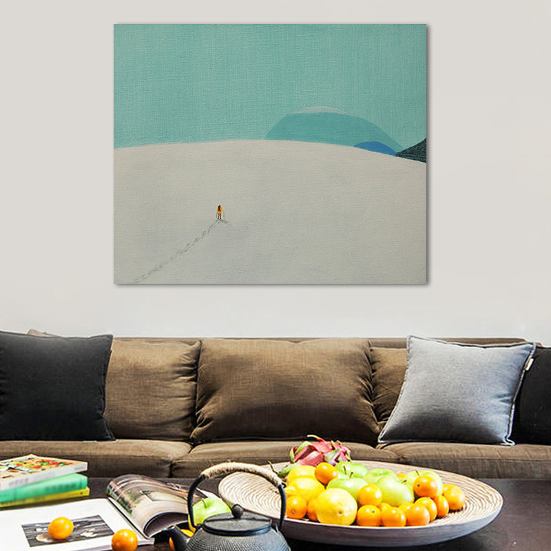 Light Color Hiking Painting Textured Minimalism Style Boys Bedroom Wall Art Print