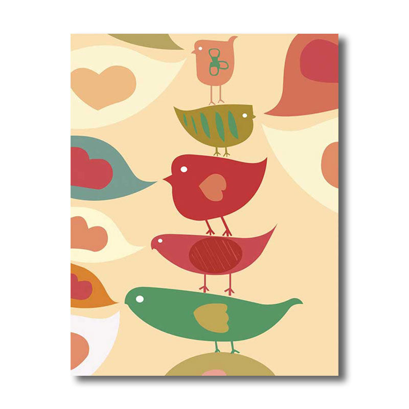 Minimalism for Kids Wrapped Canvas Birds Multicolored Wall Art Decor, Multiple Sizes