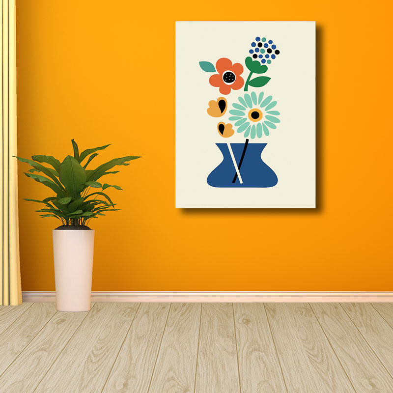 Modern Flowers in Vase Wall Decor Blue Plant Canvas Prints, Multiple Size Options