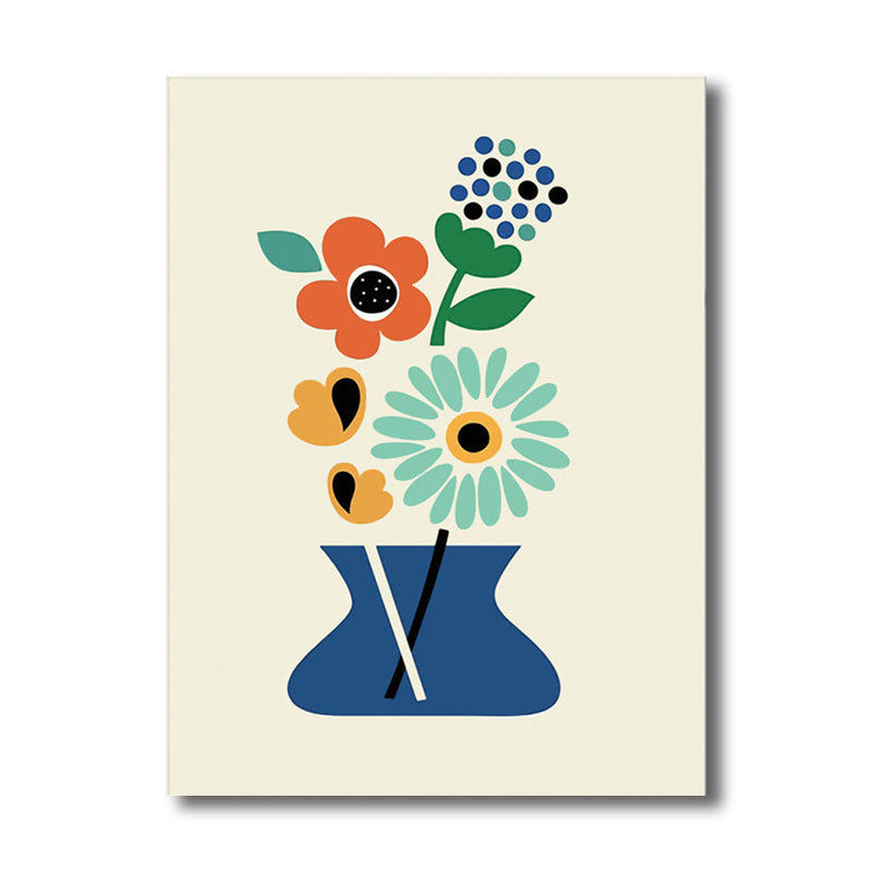 Modern Flowers in Vase Wall Decor Blue Plant Canvas Prints, Multiple Size Options