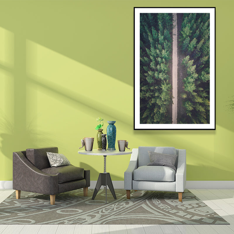 Autoroute moderne en toile forestière pour décor d’art mural de salon en vert, plusieurs tailles disponibles