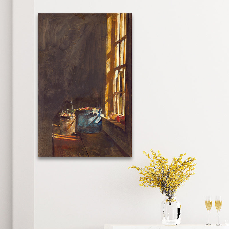 Leinwand strukturierte Wanddekoration Vintage Andrew Wyeth Erdbeere am Fenster Gemälde Kunstdruck