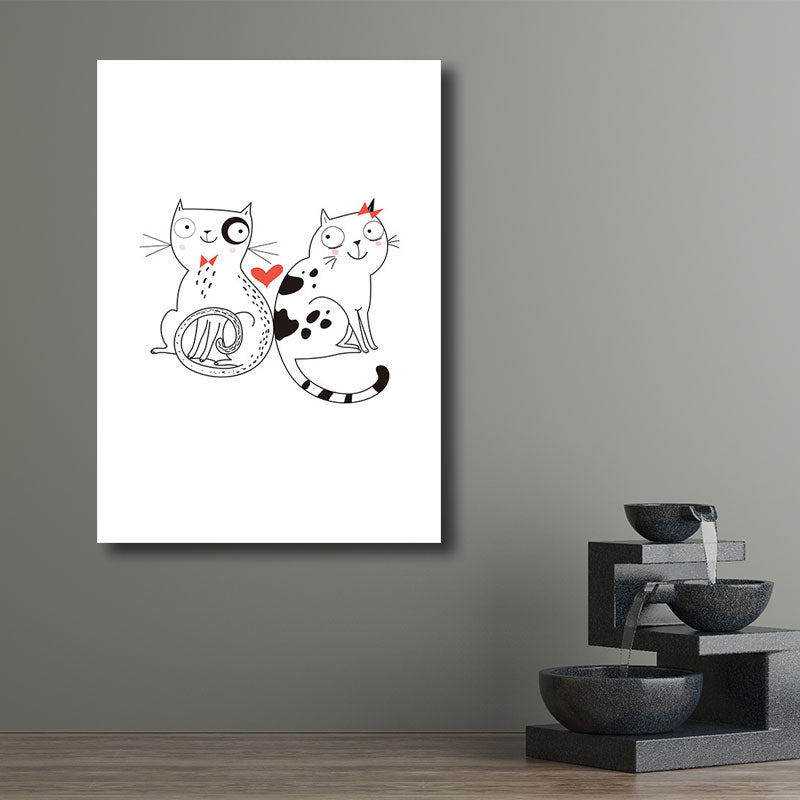 Mehrfarbiger Cartoon-Tier-Leinwand-Minimalismus, dekorativer Wandkunstdruck für Kinderzimmer