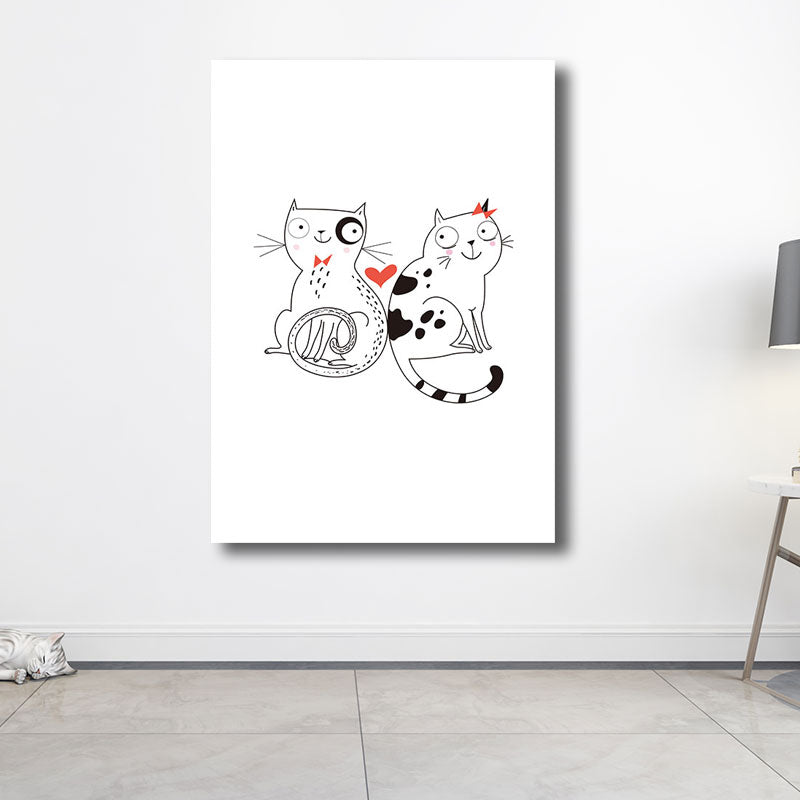 Mehrfarbiger Cartoon-Tier-Leinwand-Minimalismus, dekorativer Wandkunstdruck für Kinderzimmer