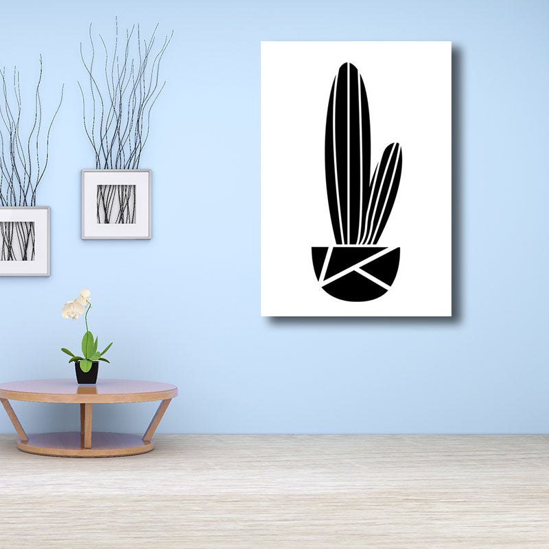 Potted Cactus Paintings Home Decor Nordic Canvas for Sitting Room Wall Art in Black