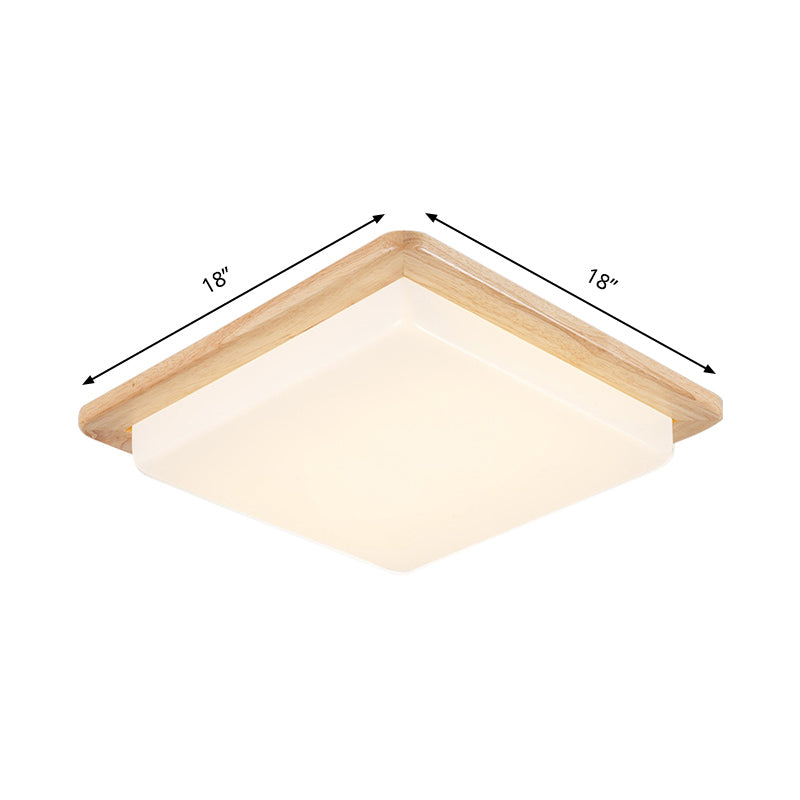 12.5"/14"/18"/22" Wide Japanese Style Square Ceiling Light Wood LED Flush Mount Light in Warm/White Light for Bedroom