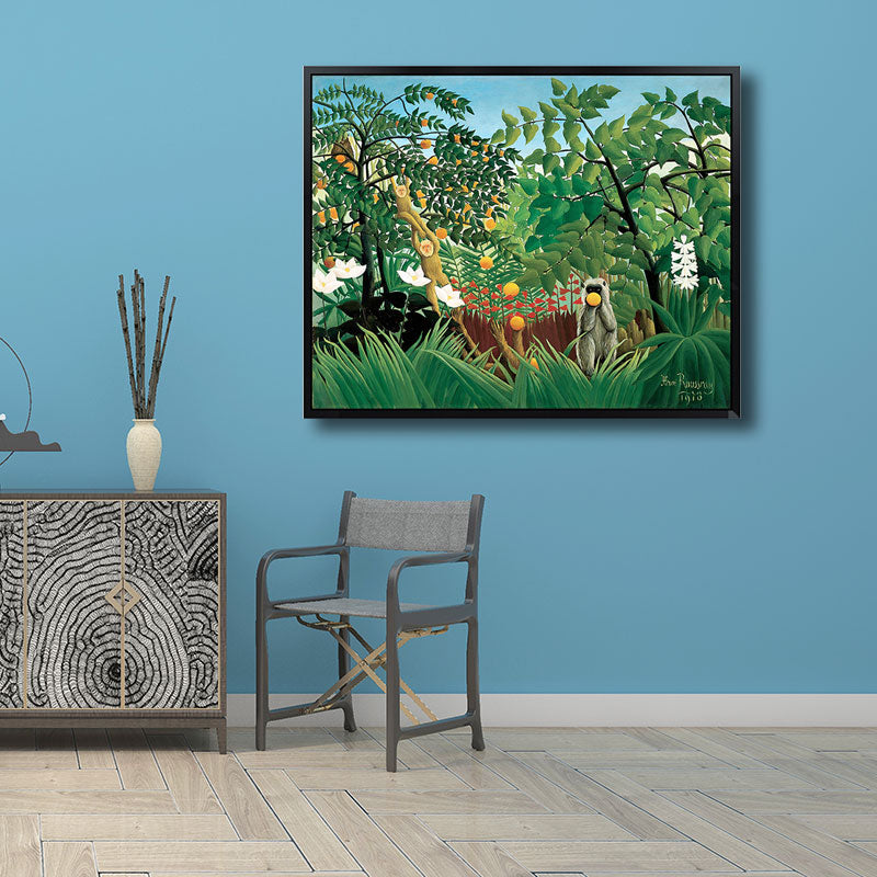 Henri Rousseau Jungle Mandrill Canvas Green Childrens Art Wall Decor for Bedroom