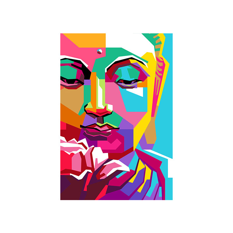 Buddha-Wandkunst, Mid-Century-Dekoration für Wohnzimmer, gewickelte Leinwand in mehrfarbig