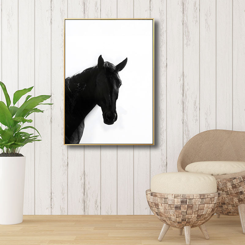 Canvas Black Wall Art Print Tropical Horse Wrapped Canvas, Multiple Size Available