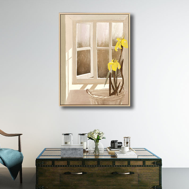 Flower and Window Wall Decor in Pastel Color Nordic Style Canvas for Living Room