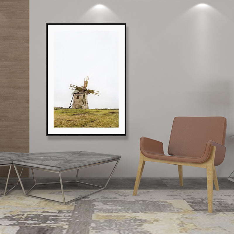 Natural Scenery Wall Art Coastal Textured Wrapped Canvas in Light Color for Parlor