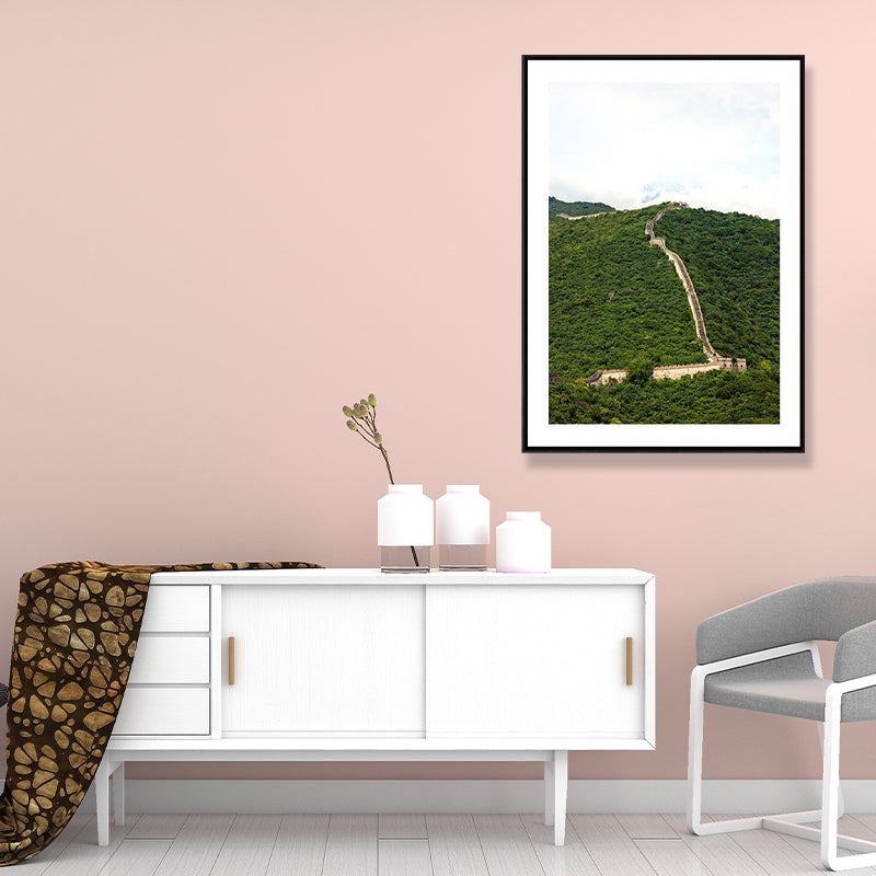 Natural Scenery Wall Art Coastal Textured Wrapped Canvas in Light Color for Parlor