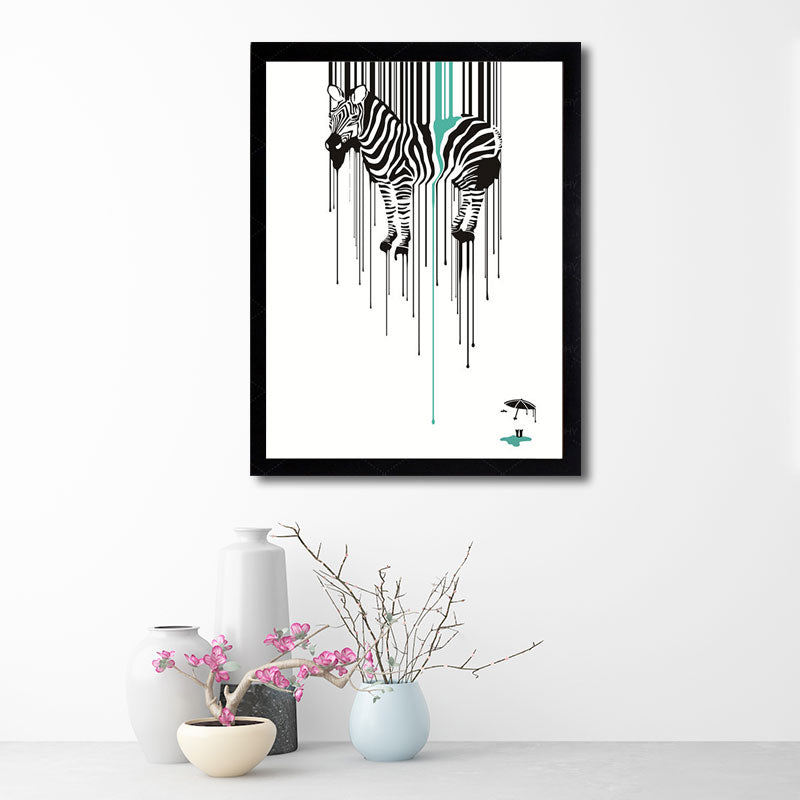 Zebra-Leinwandkunst, modernes dekoratives Wohnzimmergemälde in mehrfarbig