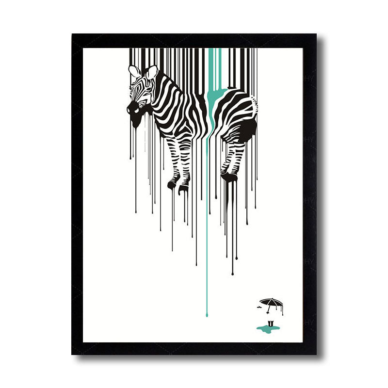 Zebra-Leinwandkunst, modernes dekoratives Wohnzimmergemälde in mehrfarbig