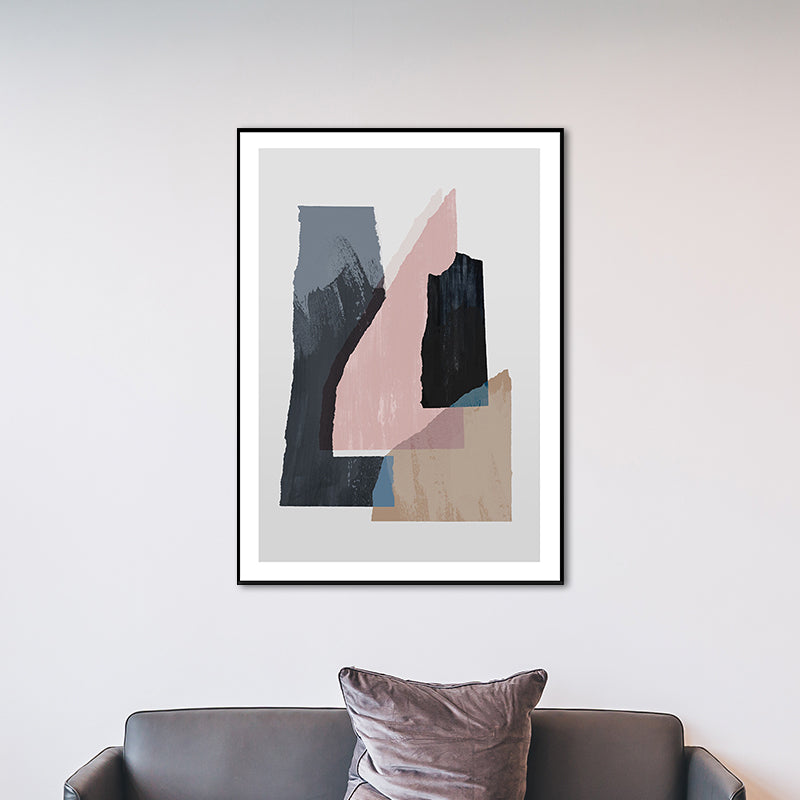 Nordic Overlapping Geometric Painting Canvas Textured Soft Wall Art Decor for Living Room