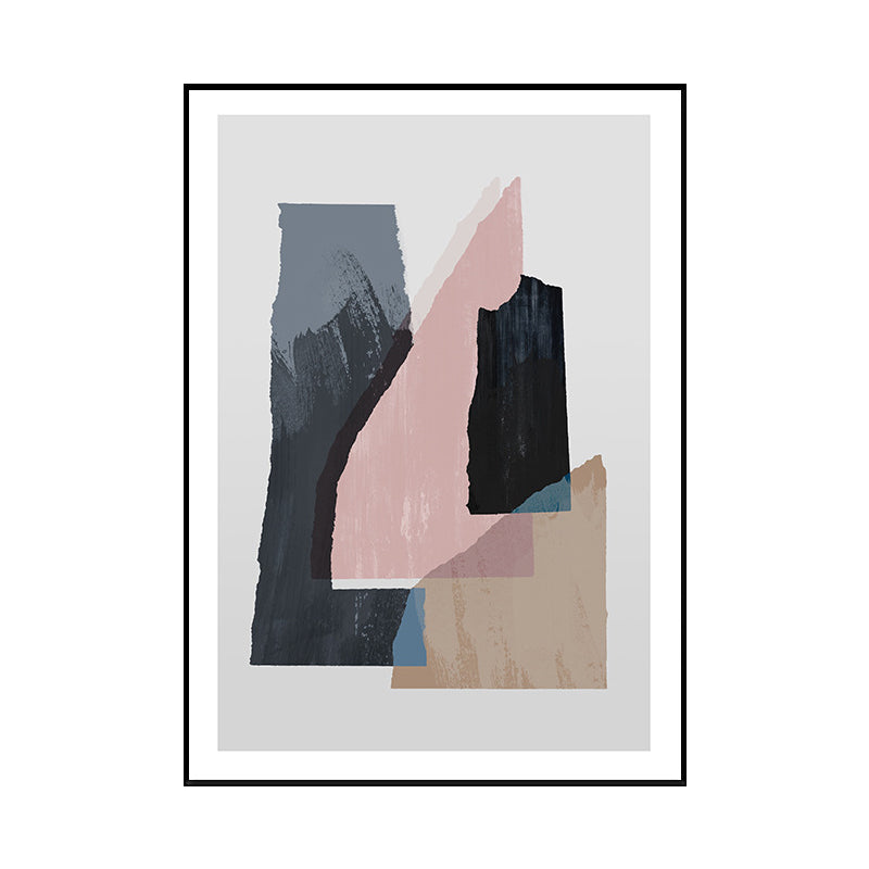 Nordic Overlapping Geometric Painting Canvas Textured Soft Wall Art Decor for Living Room