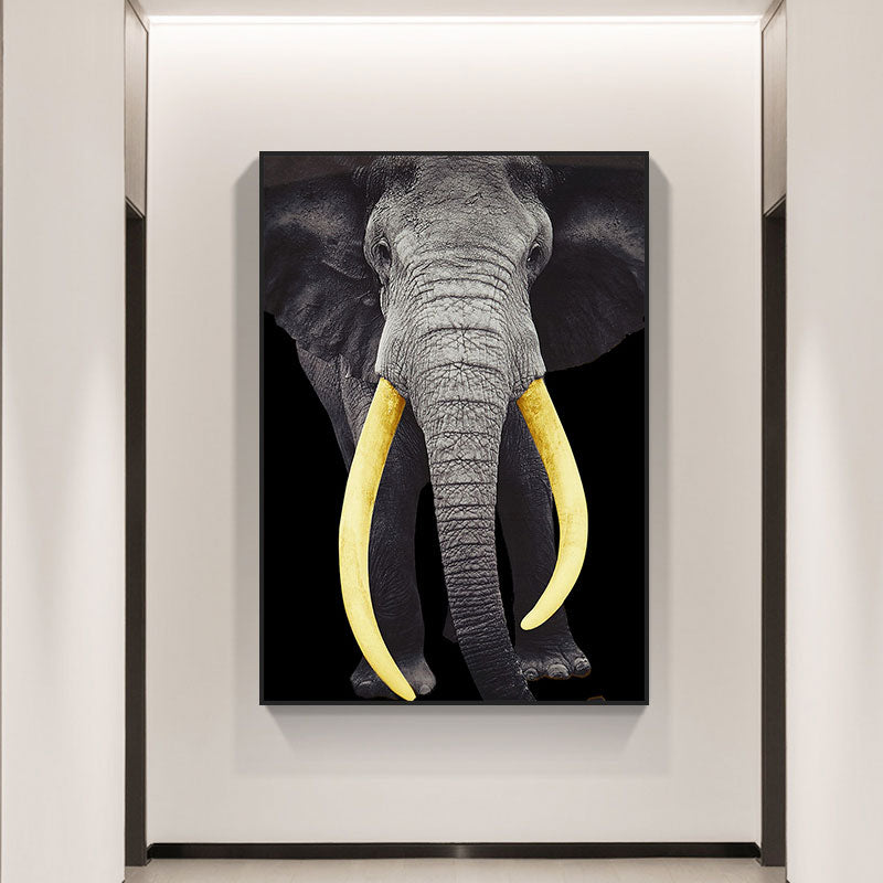 Wild Animal Canvas Print Modern Textured Wall Art Decor in Black, Multiple Sizes