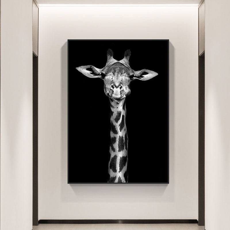 Wild Animal Canvas Print Modern Textured Wall Art Decor in Black, Multiple Sizes