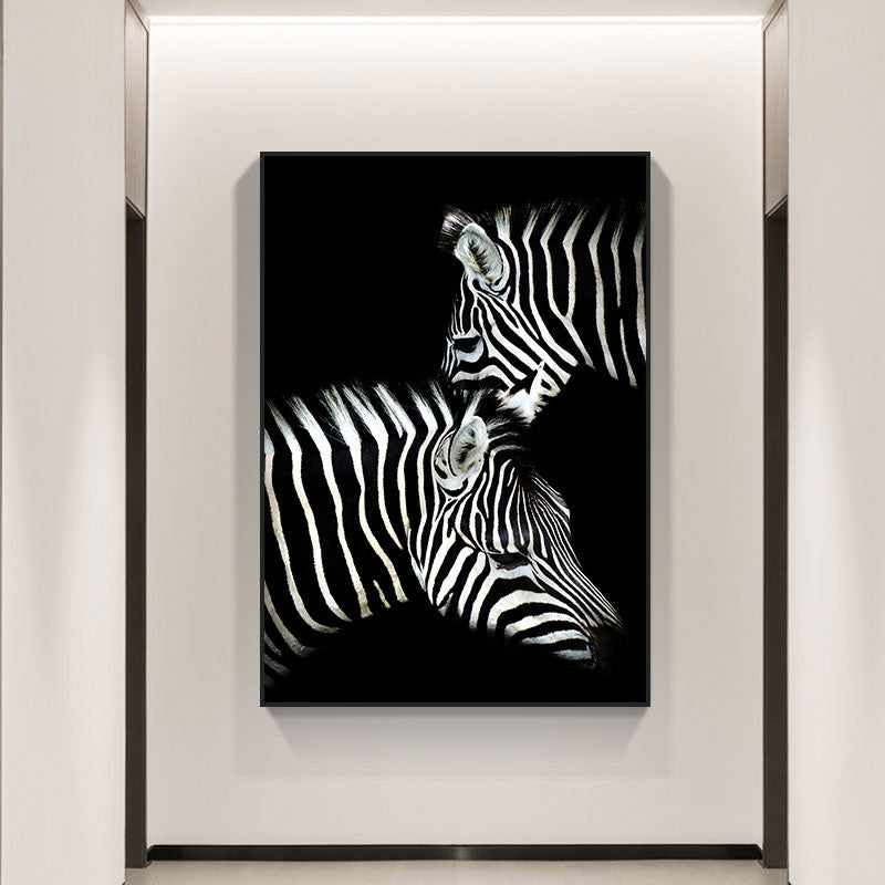Wild Animal Canvas Print Modern Textured Wall Art Decor in Black, Multiple Sizes