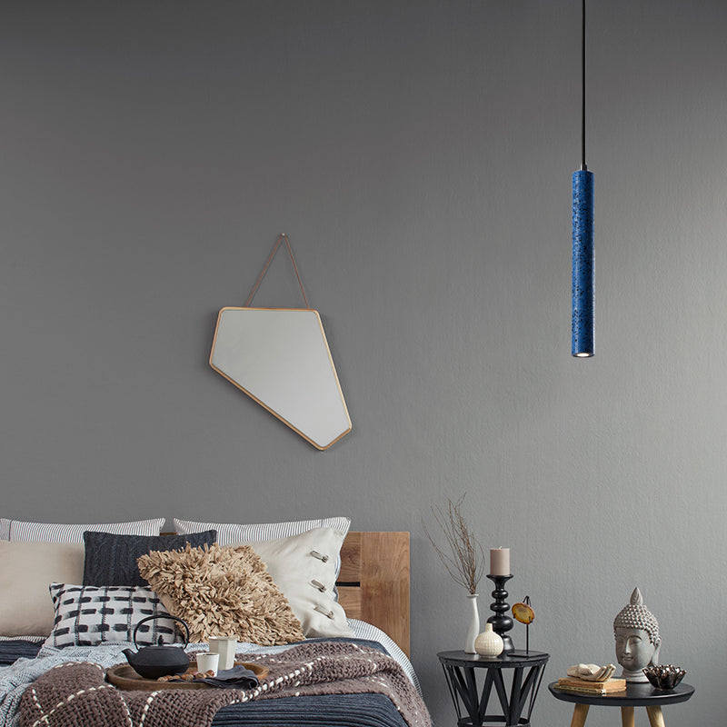 Tube Pendant Lighting Nordic Cement 1 Light Yellow/Blue/Green Hanging Ceiling Light, 12"/21.5"H