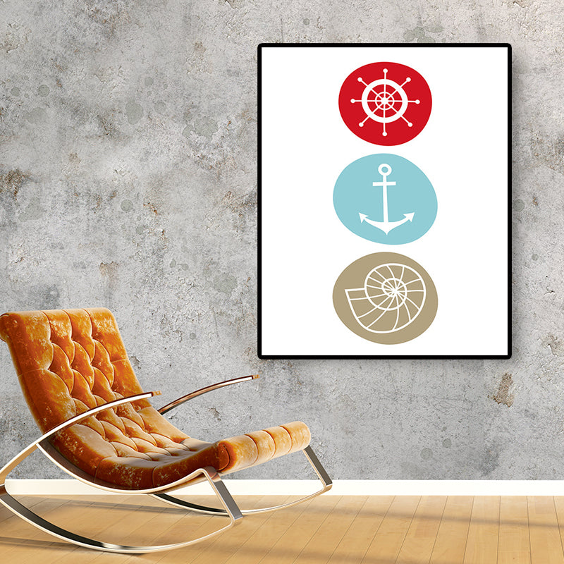 White Rudder and Anchor Canvas Print Decorative Tropical for Great Room Paintings