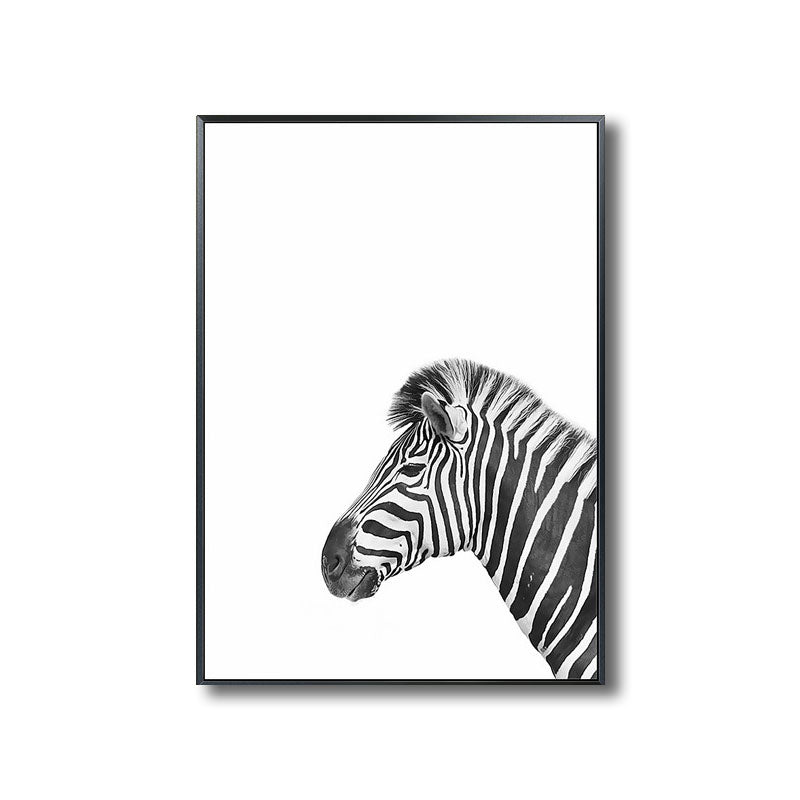 Tropical Zebra Canvas Wall Art Black Painting for Great Room, Multiple Size Options
