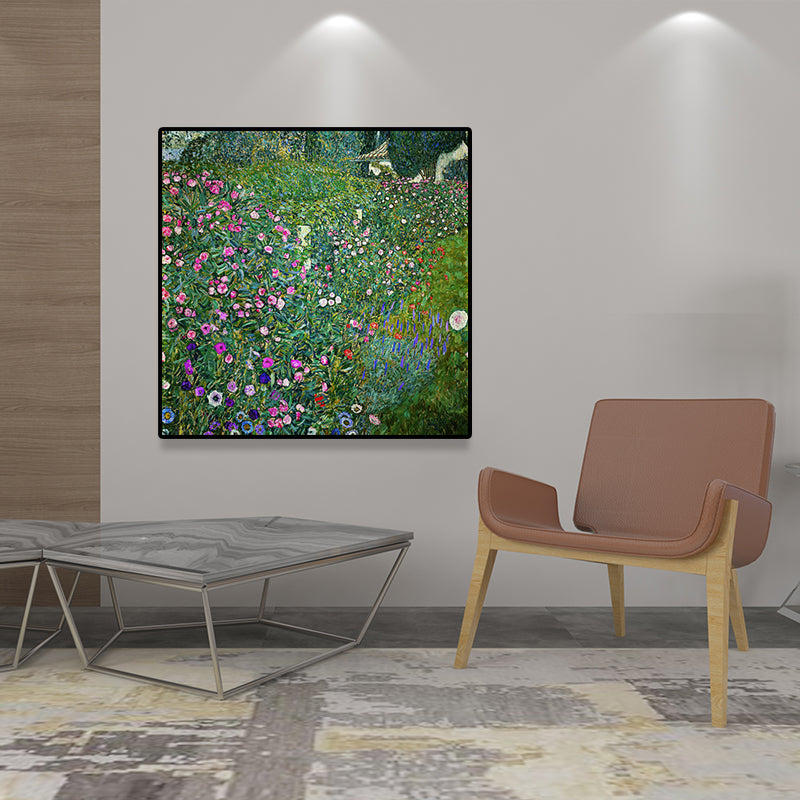 Green Botanical and Flower Canvas Country Style Textured Wall Art Print for Playroom