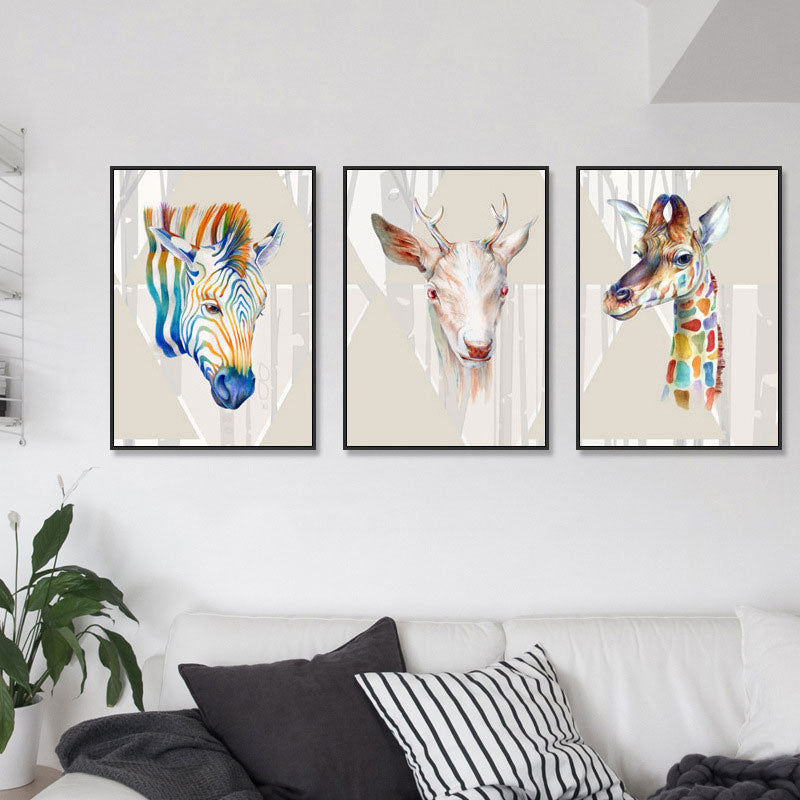 Bunte Wildtier-Wanddekoration zur Dekoration rustikaler Wohnzimmer-Leinwanddrucke