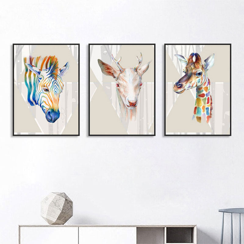 Bunte Wildtier-Wanddekoration zur Dekoration rustikaler Wohnzimmer-Leinwanddrucke