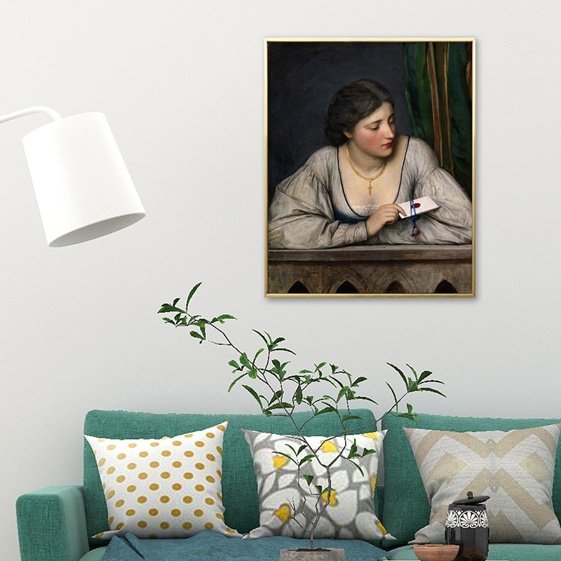 Vintage Figure Oil Painting Canvas House Interior Wall Art Decor in Pastel Color