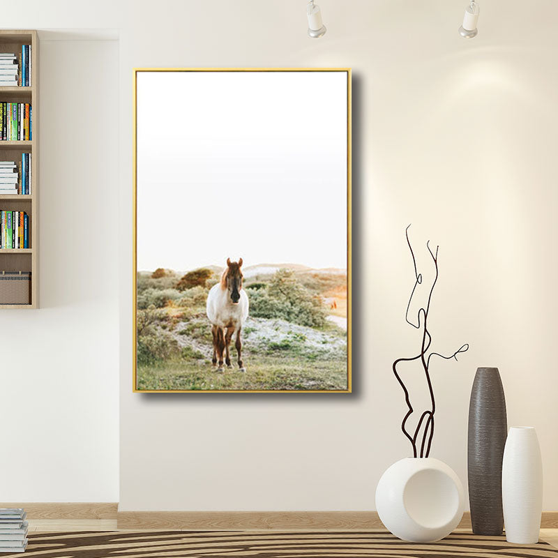 Yellow Horse in Wild Wall Art Decorative Contemporary for Drawing Room Canvas Print