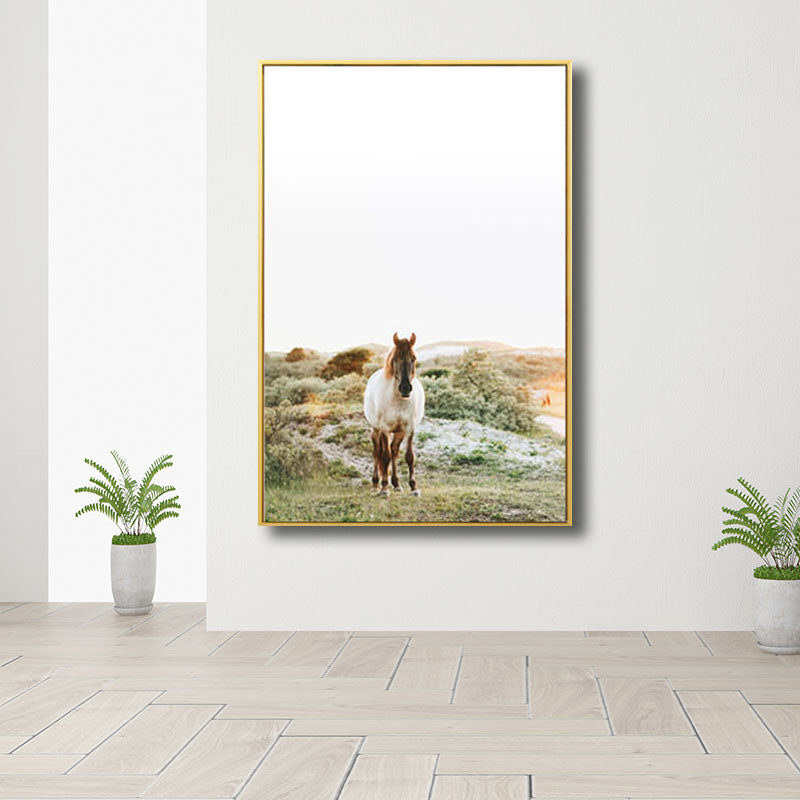 Yellow Horse in Wild Wall Art Decorative Contemporary for Drawing Room Canvas Print