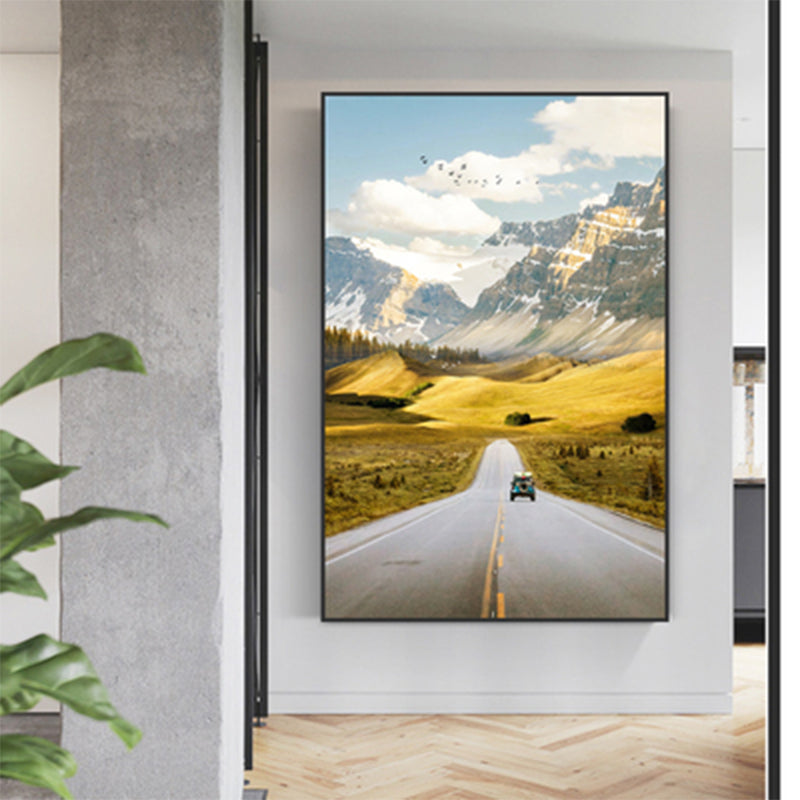 Highway in Mountain Schilderijen Zachte Kleur Canvas Wall Art voor Home Decor, Meerdere Grootte Opties