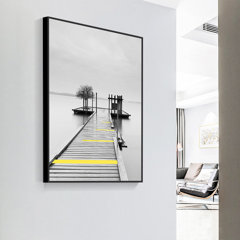 Zachte kleur zeezicht canvas prints landschap modernistische huis muur kunst decor voor salon