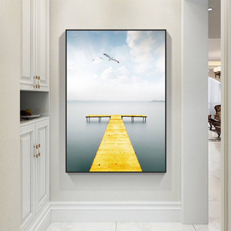 Zachte kleur zeezicht canvas prints landschap modernistische huis muur kunst decor voor salon
