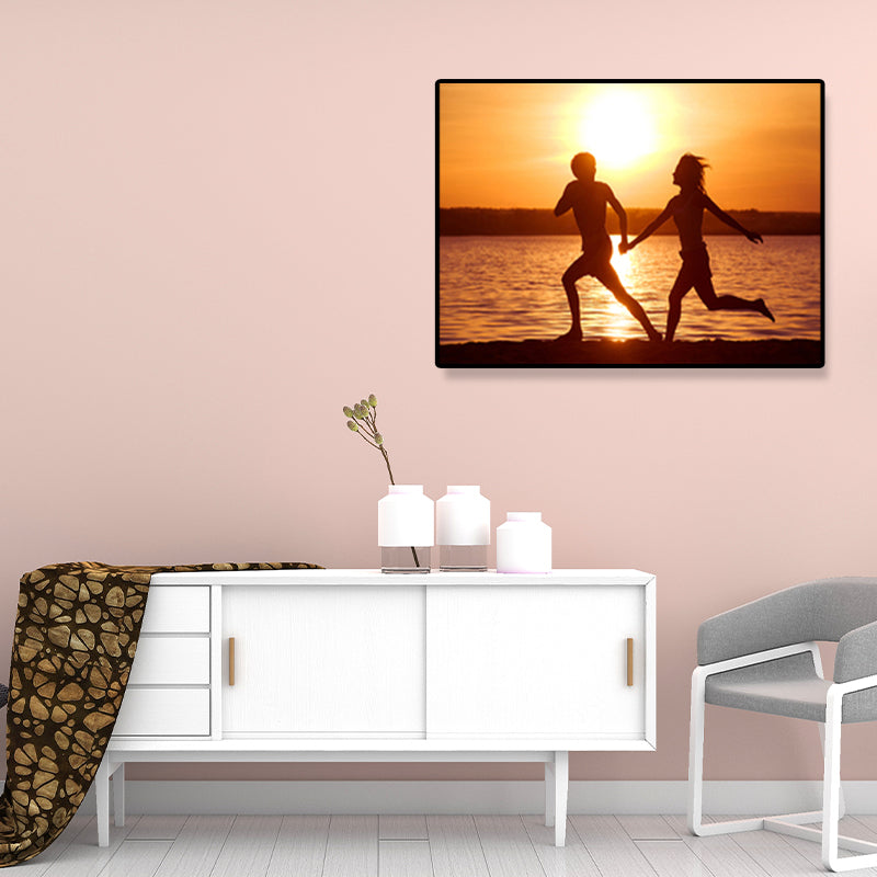 Lichte kleurenliefhebbers gewikkeld canvas menselijke moderne decoratieve muurkunstprint voor slaapkamer