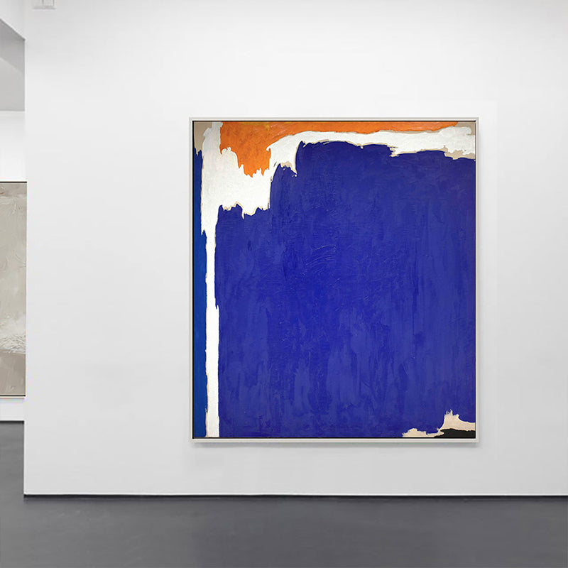 Abstract Color-Block Painting Minimalistic Canvas Wall Art in Blue and Orange