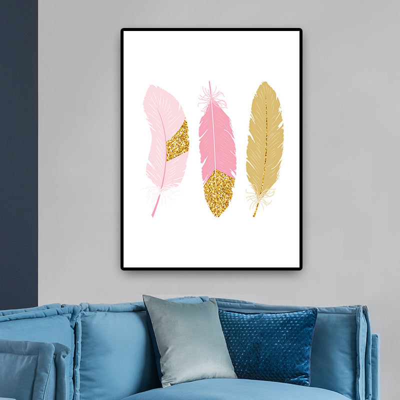Pink Feather Canvas Print Children Art Home Wall Decor for Nursery, Multiple Sizes