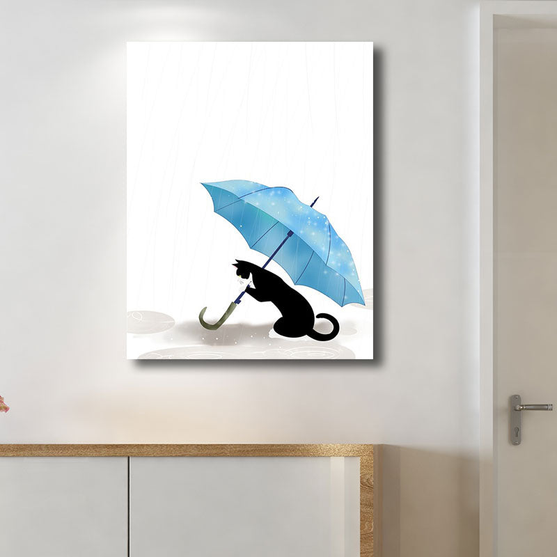 Cartoon-Regen- und Regenschirm-Leinwand in hellen Farben, Wanddekoration für das Spielzimmer