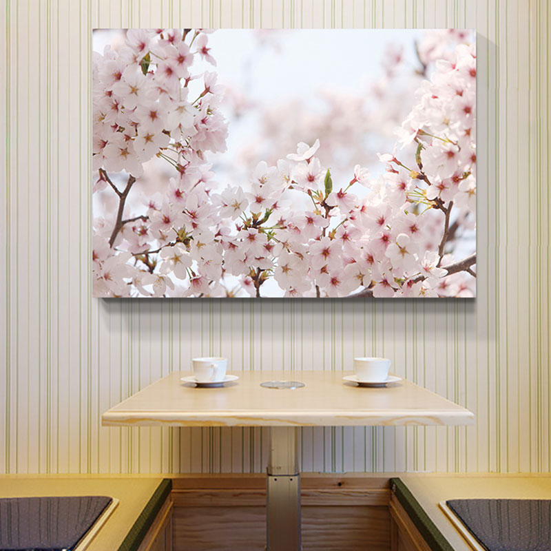 Heller Sakura-Leinwanddruck, florale Schlichtheit, Heim-Wand-Kunst-Dekor für das Wohnzimmer